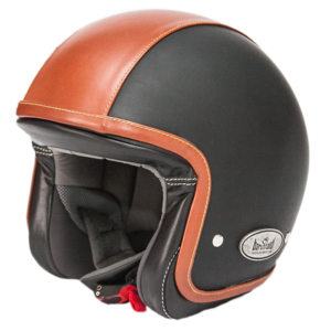 Casco Jet Zar Vintage Nero con Fascia Cuoio