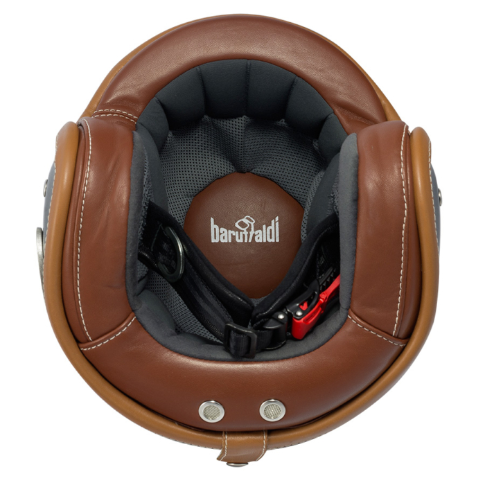 interno del casco baruffaldi con bordature in pelle